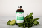 Cocktail and Sons all Natural Mojito Mixer with it's two main flavoring agents, fresh sharp lime and aromatic mint 